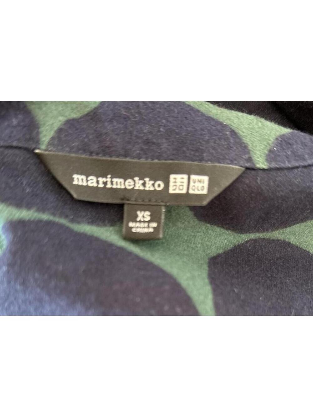 Marimekko Uniqlo Long Sleeve Flannel Shirt Dress Women’s XS Green/Black Circles - Picture 6 of 8